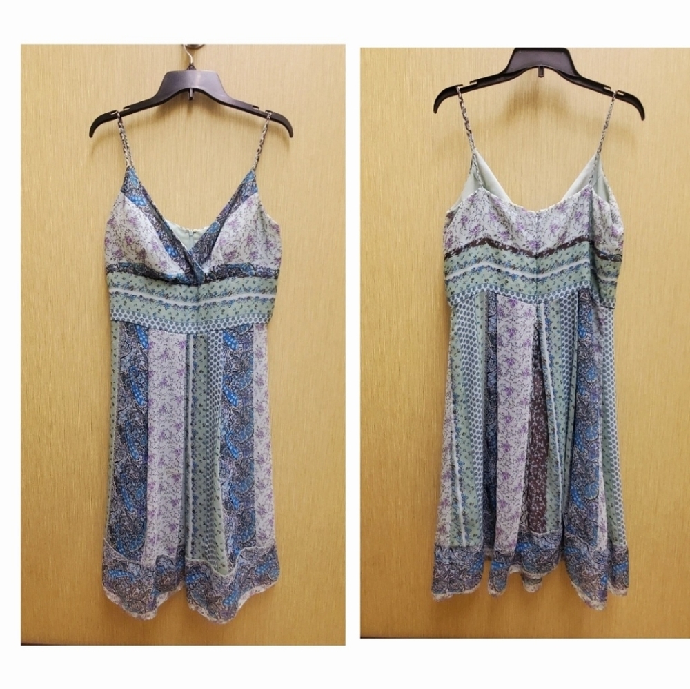 SANDRA Darren Whimsical Print Panel Midi Dress Size 14